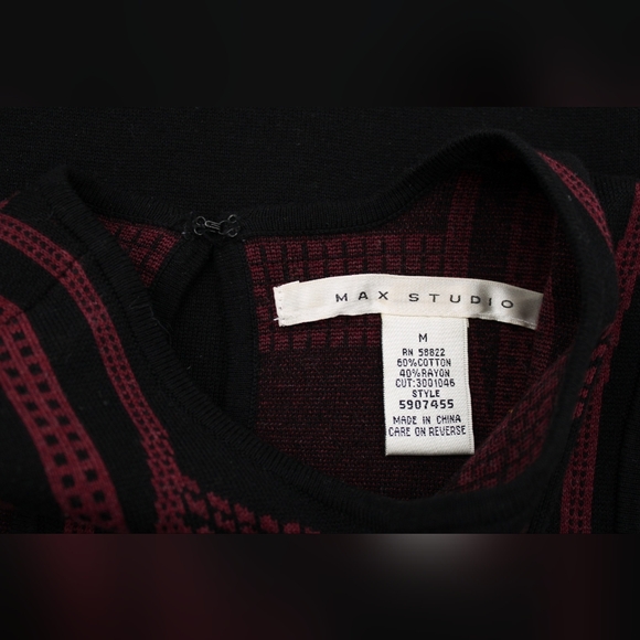 Max Studio Medium Black Burgundy Knit Midi Dress Sleeveless Bodycon - Picture 4 of 4